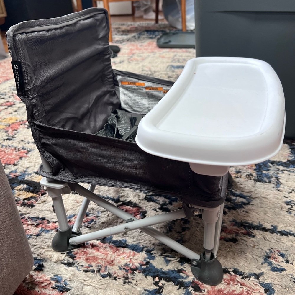 Portable Black and White Booster Seat